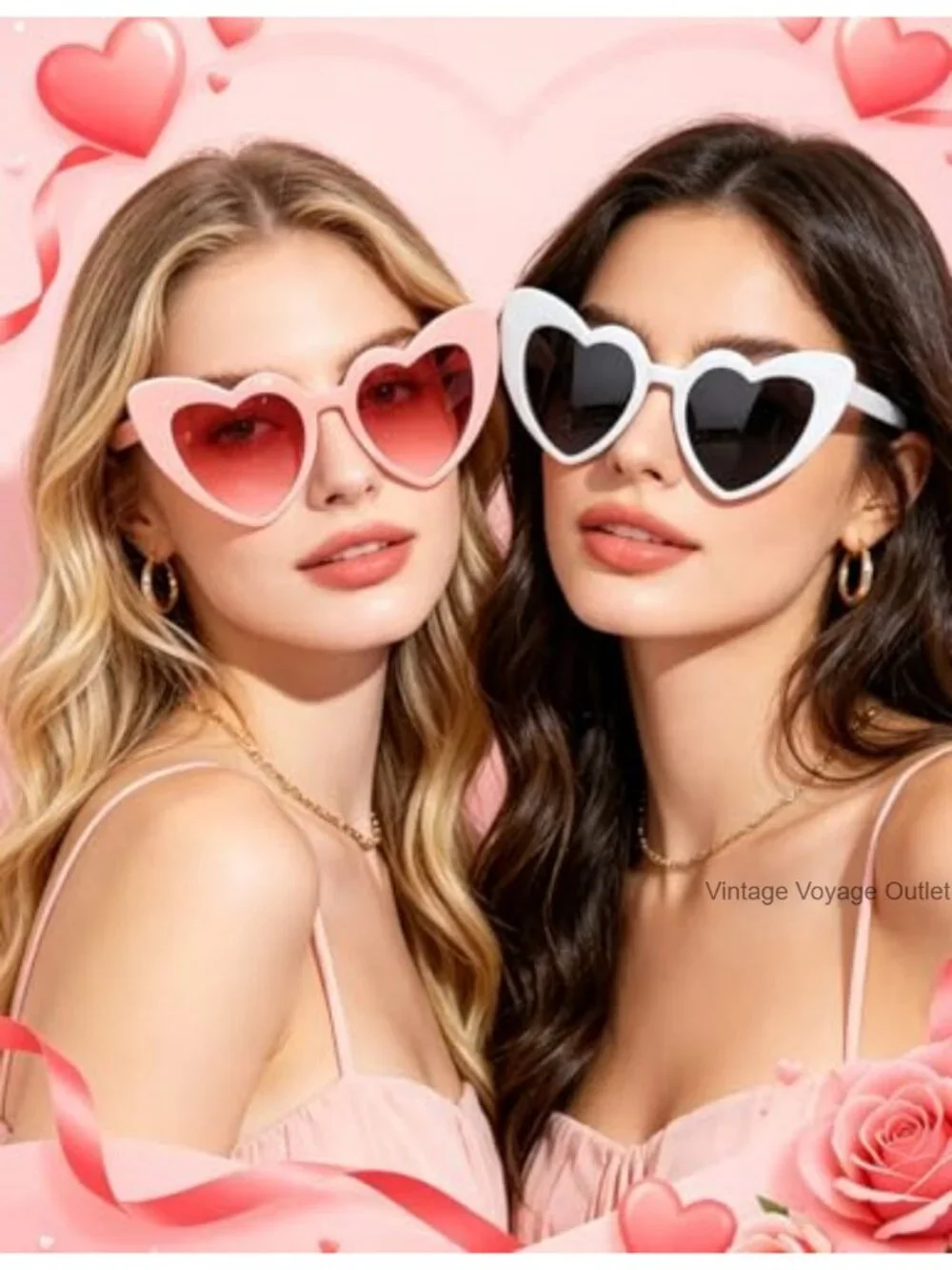 4 Pack Heart Sunglasses Cat Eye Vintage Retro Women UV Protection Party